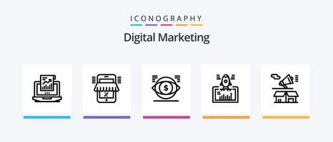 pacote de ícones de linha 5 de marketing digital, incluindo toque. clique. Mercado. audiência. marketing. design de ícones criativos vetor