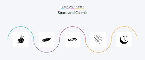 pacote de ícones do glifo espacial 5, incluindo estrela. lua. sistema. estrelas. queda vetor