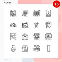 16 conceito de esboço para sites móveis e aplicativos marcador de localização de montanha código de barras móvel elementos de design vetoriais editáveis vetor