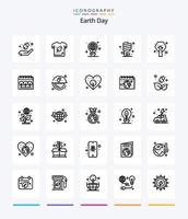 pacote de ícones de contorno criativo do Dia da Terra 25, como verde. ambiente. camisa. ecologia. lâmpada elétrica vetor