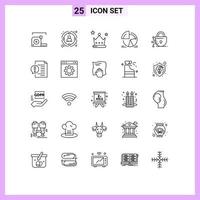 conjunto de 25 sinais de símbolos de ícones de interface do usuário modernos para gráfico de pessoas de torta de análise coroa elementos de design de vetores editáveis