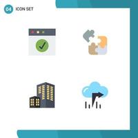4 conceito de ícone plano para sites móveis e aplicativos construção de aplicativos quebra-cabeça solução seta elementos de design de vetores editáveis