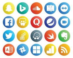 20 pacotes de ícones de mídia social, incluindo stock stockoverflow slideshare tweet google duo vetor