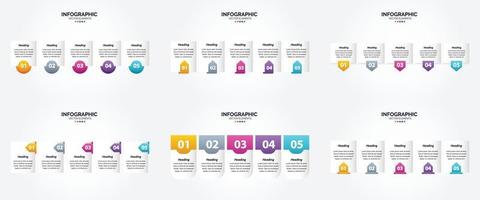 conjunto de design plano de infográficos de ilustração vetorial para folheto publicitário e revista vetor