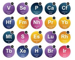 20 tabela periódica do design do pacote de ícones de elementos vetor