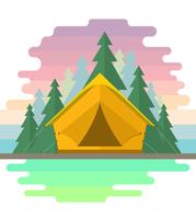 Ilustração de acampamento linear