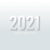 feliz ano novo 2021, design 3d branco vetor