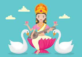 personagem saraswathi withswans vetor