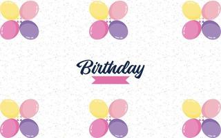 banner de texto de letras de feliz aniversário com fundo de balão vetor