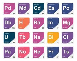 20 tabela periódica do design do pacote de ícones de elementos vetor