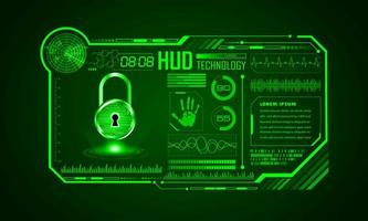 fundo de tela de tecnologia hud moderna com cadeado vetor