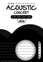 Poster de concertos acústicos em preto e branco vetor
