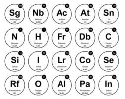 20 tabela periódica do design do pacote de ícones de elementos vetor