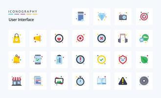 pacote de ícones de cores planas de 25 interfaces de usuário vetor