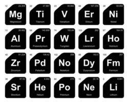 20 tabela periódica do design do pacote de ícones de elementos vetor