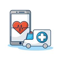 smartphone com tecnologia de telemedicina de ambulância vetor