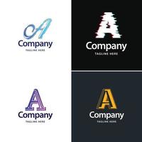 letra um design de pacote de logotipo grande design de logotipos modernos criativos para o seu negócio vetor