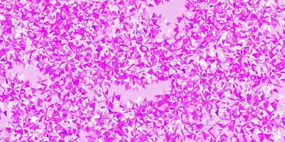 textura vector roxo claro com flocos de neve brilhantes.