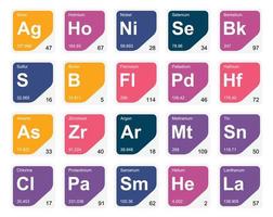 20 tabela periódica do design do pacote de ícones de elementos vetor