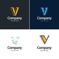 letra v design de pacote de logotipo grande design criativo de logotipos modernos para o seu negócio vetor