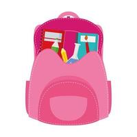 equipamento de mochila escolar com notebooks e suprimentos vetor
