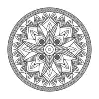 mandala floral diwali decoração desenhada ilustração vetorial ícone monocromático vetor