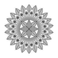 mandala floral diwali decoração desenhada ilustração vetorial ícone monocromático vetor