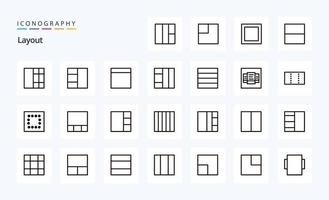 pacote de ícones de 25 linhas de layout vetor