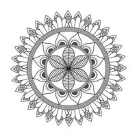 mandala floral diwali decoração desenhada ilustração vetorial ícone monocromático vetor