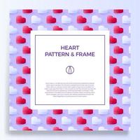 borda de cartaz, banner ou quadro de cartão com coração isométrico de amor vetor