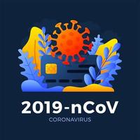 novo coronavirus 2019-ncov com cartão de crédito vetor