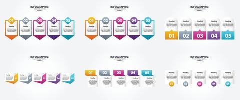 conjunto de design plano de infográficos de ilustração vetorial para folheto publicitário e revista vetor