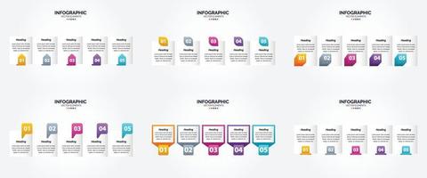 conjunto de design plano de infográficos de ilustração vetorial para folheto publicitário e revista vetor