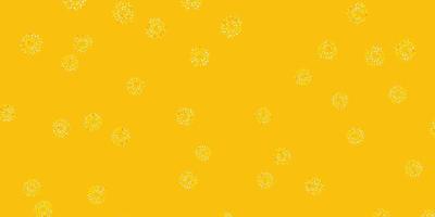 modelo de doodle de vetor amarelo claro com flores.
