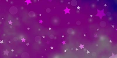 textura vector roxo claro com círculos, estrelas.