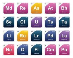 20 tabela periódica do design do pacote de ícones de elementos vetor