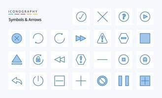 pacote de ícone azul de setas de 25 símbolos vetor