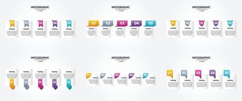 conjunto de design plano de infográficos de ilustração vetorial para folheto publicitário e revista vetor