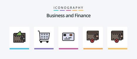 linha de finanças cheia de 5 ícones incluindo . carteira. carrinho de compras. Confira. design de ícones criativos vetor