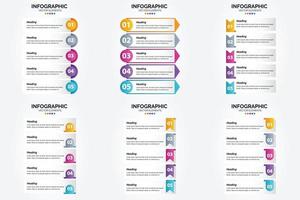 conjunto de design plano de infográficos de ilustração vetorial para folheto publicitário e revista vetor