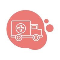ícone de estilo de bloco de veículo automóvel ambulância vetor