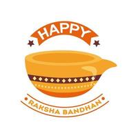 feliz celebração raksha bandhan com jarra de cerâmica em estilo simples vetor