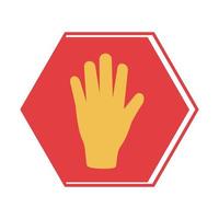ícone de estilo plano de sinal de parada de mão vetor