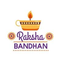 feliz celebração raksha bandhan com lâmpada estilo plano vetor