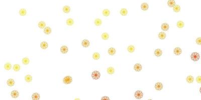 modelo de doodle de vetor amarelo claro com flores.