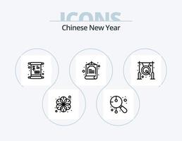 ícone do pacote de 5 ícones da linha do ano novo chinês. ano Novo. novo. ano Novo. chinês. chinês vetor