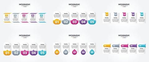 conjunto de design plano de infográficos de ilustração vetorial para folheto publicitário e revista vetor