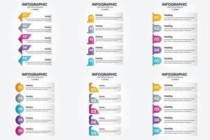 conjunto de design plano de infográficos de ilustração vetorial para folheto publicitário e revista vetor