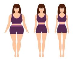 ilustração em vetor mulher perda de peso isolada no fundo branco