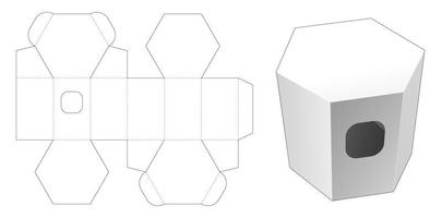 modelo de caixa hexagonal de papelão de corte vetor